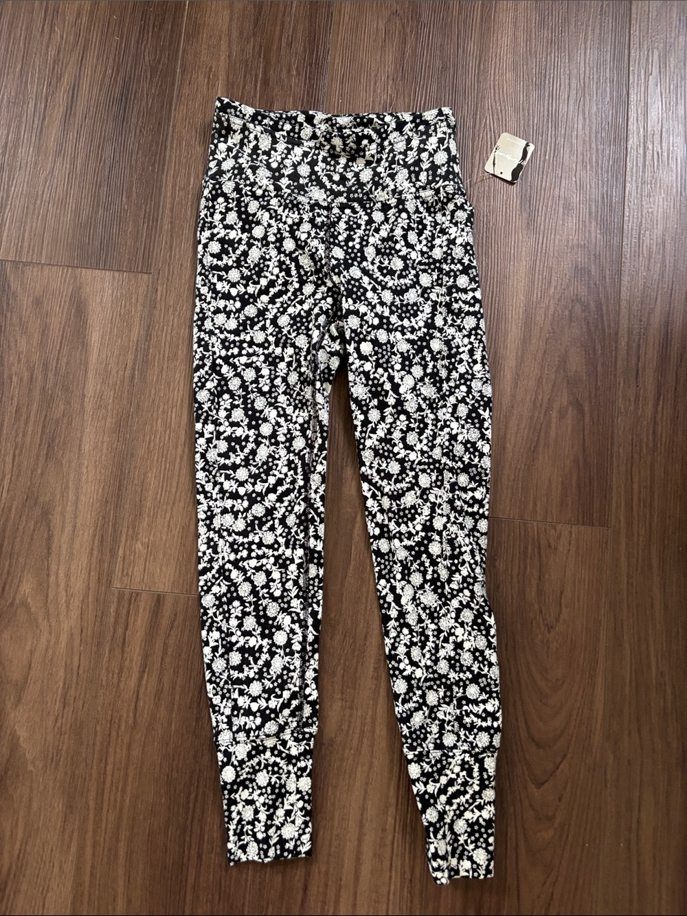 FP Movement by Free People Black & White Floral High-Waist Leggings